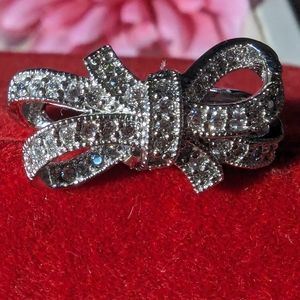 .925 CZ Cubic Zirconia Sterling Silver Bow Ribbon Ring 8